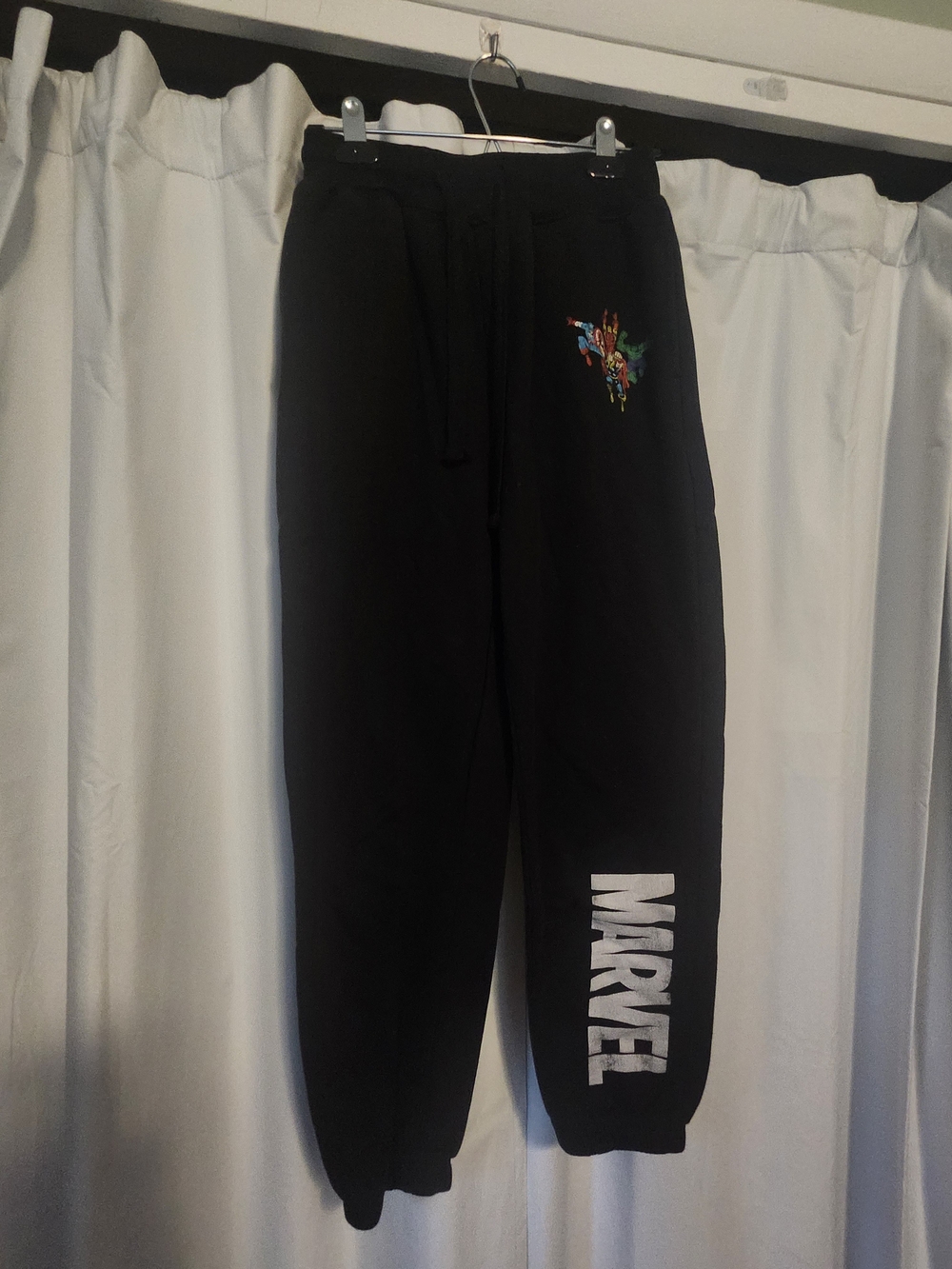 Marvel Black Graphic Sweatpants with Colorful Logo